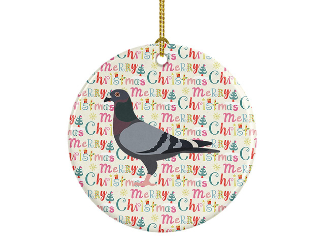 Racing Pigeon Christmas Ceramic Ornament Christmas Tree Hanging Decorations for Home Christmas Holiday, Party, Gift, 3 in, Multicolor