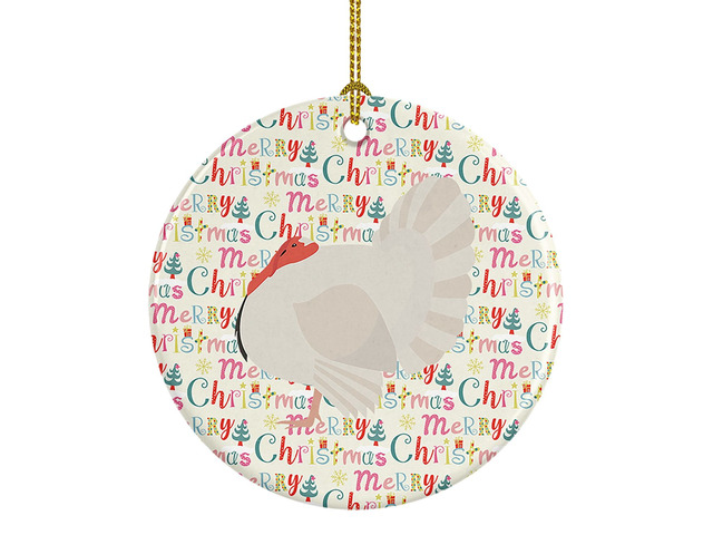 White Holland Turkey Christmas Ceramic Ornament Christmas Tree Hanging Decorations for Home Christmas Holiday, Party, Gift, 3 in, Multicolor