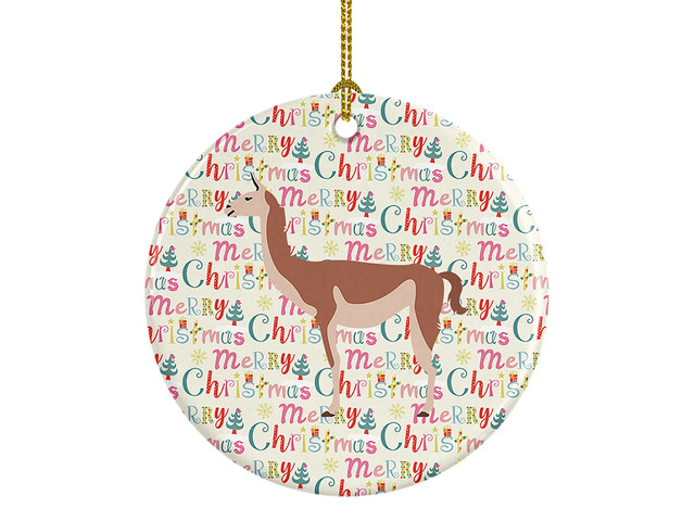 Guanaco Christmas Ceramic Ornament Christmas Tree Hanging Decorations for Home Christmas Holiday, Party, Gift, 3 in, Multicolor