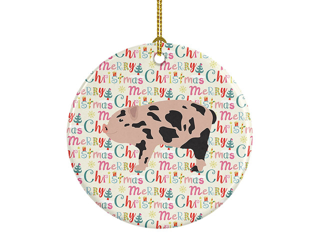 Mini Miniature Pig Christmas Ceramic Ornament Christmas Tree Hanging Decorations for Home Christmas Holiday, Party, Gift, 3 in, Multicolor