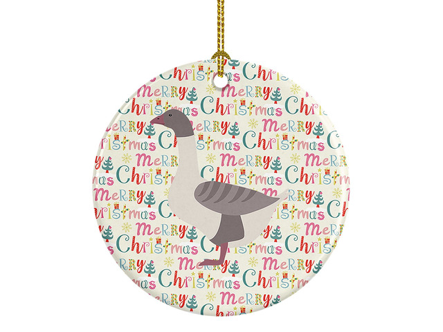Buff Grey Back Goose Christmas Ceramic Ornament Christmas Tree Hanging Decorations for Home Christmas Holiday, Party, Gift, 3 in, Multicolor