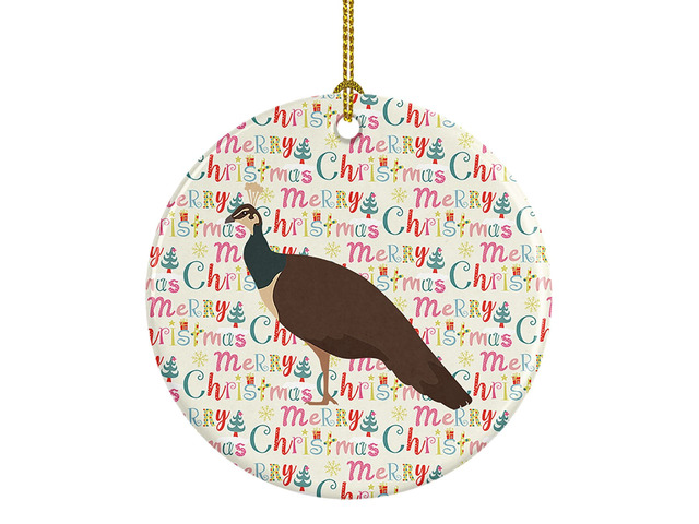 Indian Peahen Peafowl Christmas Ceramic Ornament Christmas Tree Hanging Decorations for Home Christmas Holiday, Party, Gift, 3 in, Multicolor