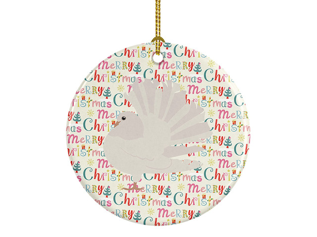 Silver Fantail Pigeon Christmas Ceramic Ornament Christmas Tree Hanging Decorations for Home Christmas Holiday, Party, Gift, 3 in, Multicolor