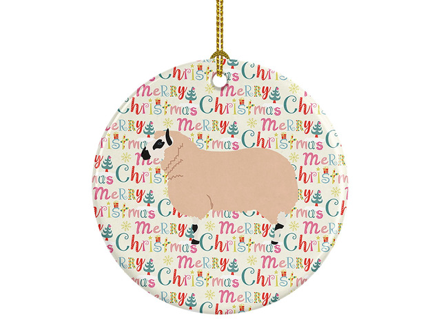 Kerry Hill Sheep Christmas Ceramic Ornament Christmas Tree Hanging Decorations for Home Christmas Holiday, Party, Gift, 3 in, Multicolor