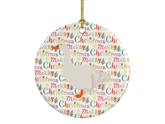 Sebastopol Goose Christmas Ceramic Ornament Christmas Tree Hanging Decorations for Home Christmas Holiday, Party, Gift, 3 in, Multicolor