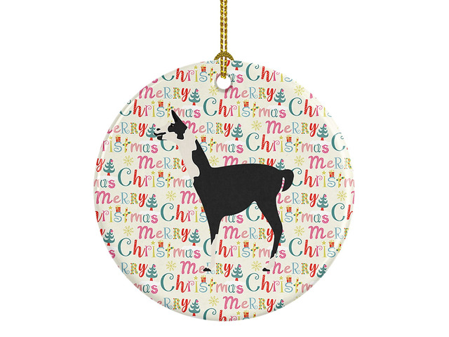Llama Q' Ara Christmas Ceramic Ornament Christmas Tree Hanging Decorations for Home Christmas Holiday, Party, Gift, 3 in, Multicolor