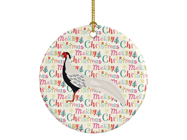 Silver Pheasant Christmas Ceramic Ornament Christmas Tree Hanging Decorations for Home Christmas Holiday, Party, Gift, 3 in, Multicolor