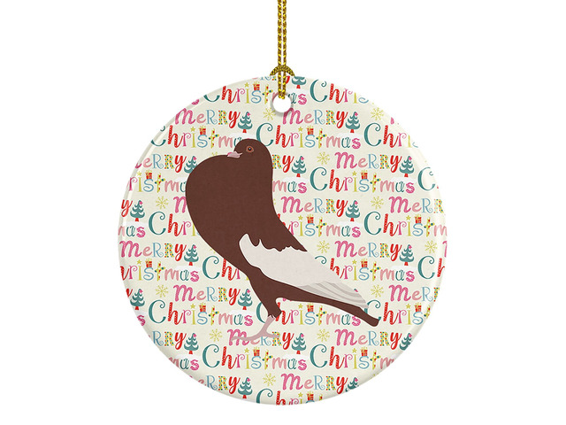 English Pouter Pigeon Christmas Ceramic Ornament Christmas Tree Hanging Decorations for Home Christmas Holiday, Party, Gift, 3 in, Multicolor