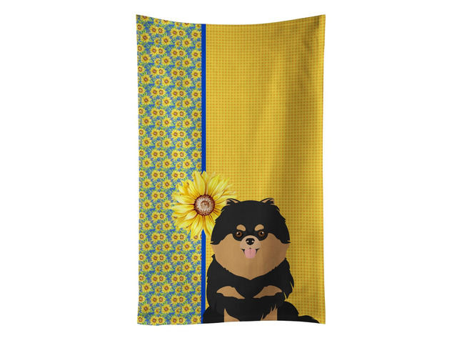 Summer Sunflowers Black and Tan Pomeranian Kitchen Towel Dish Cloths Guest Hand Towel Decorative Bathroom Towel for Face,Tea, Dishcloth, Kitchen...