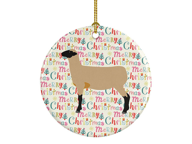 Hampshire Down Sheep Christmas Ceramic Ornament Christmas Tree Hanging Decorations for Home Christmas Holiday, Party, Gift, 3 in, Multicolor