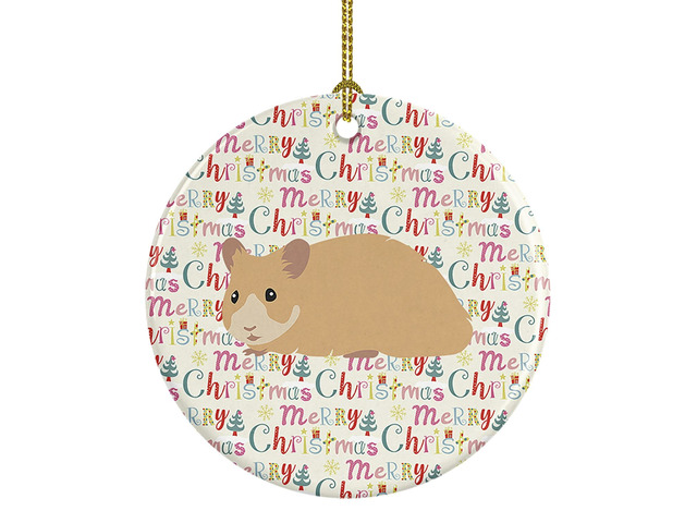 Syrian Golden Hamster Christmas Ceramic Ornament Christmas Tree Hanging Decorations for Home Christmas Holiday, Party, Gift, 3 in, Multicolor