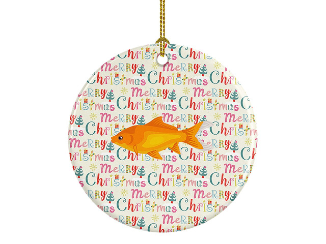 Goldfish Common Christmas Ceramic Ornament Christmas Tree Hanging Decorations for Home Christmas Holiday, Party, Gift, 3 in, Multicolor