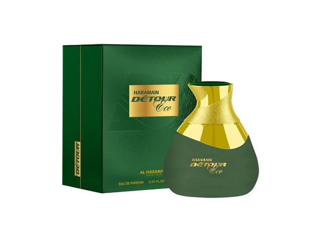 Al Haramain Detour Eco for Unisex - Arabian Perfume for Women and Men - Long Lasting Arabic Perfume - Woody Spicy Fragrance - Eau de Parfum - 3.33 oz