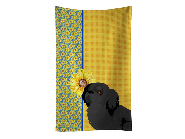 Summer Sunflowers Black Pekingese Kitchen Towel Dish Cloths Guest Hand Towel Decorative Bathroom Towel for Face,Tea, Dishcloth, Kitchen and Bath