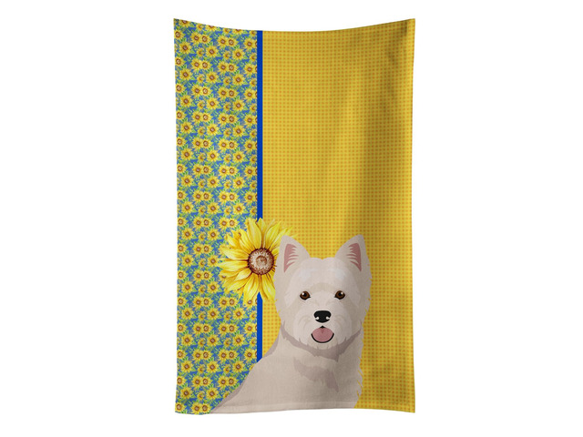 Summer Sunflowers Westie West Highland White Terrier Kitchen Towel Dish Cloths Guest Hand Towel Decorative Bathroom Towel for Face,Tea, Dishcloth,...