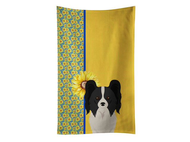 Summer Sunflowers Black and White Papillon Kitchen Towel Dish Cloths Guest Hand Towel Decorative Bathroom Towel for Face,Tea, Dishcloth, Kitchen...
