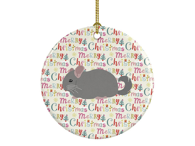 Agouti Chinchilla Christmas Ceramic Ornament Christmas Tree Hanging Decorations for Home Christmas Holiday, Party, Gift, 3 in, Multicolor