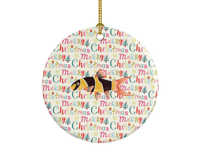 Clown Loach Fish Christmas Ceramic Ornament Christmas Tree Hanging Decorations for Home Christmas Holiday, Party, Gift, 3 in, Multicolor