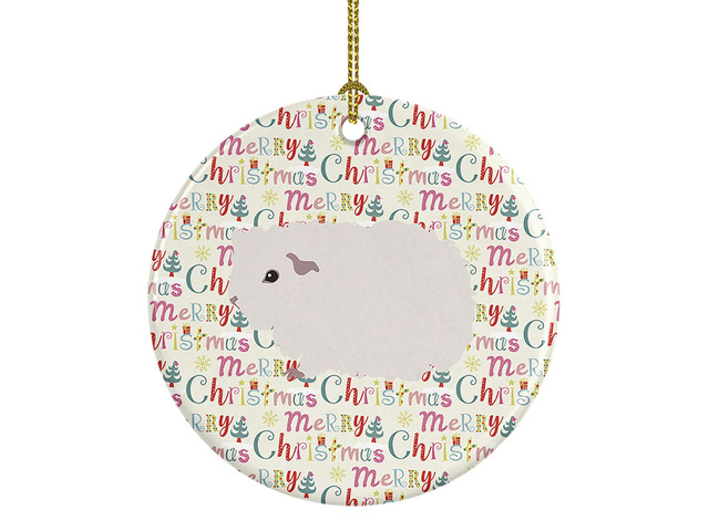 Merino Guinea Pig Christmas Ceramic Ornament Christmas Tree Hanging Decorations for Home Christmas Holiday, Party, Gift, 3 in, Multicolor