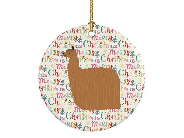 Alpaca Suri Christmas Ceramic Ornament Christmas Tree Hanging Decorations for Home Christmas Holiday, Party, Gift, 3 in, Multicolor