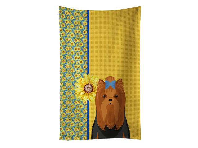 Summer Sunflowers Black and Tan Full Coat Yorkshire Terrier Kitchen Towel Dish Cloths Guest Hand Towel Decorative Bathroom Towel for Face,Tea,...