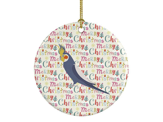 Cockatiel Christmas Ceramic Ornament Christmas Tree Hanging Decorations for Home Christmas Holiday, Party, Gift, 3 in, Multicolor