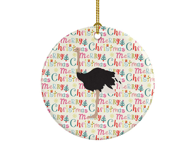 Common Ostrich Christmas Ceramic Ornament Christmas Tree Hanging Decorations for Home Christmas Holiday, Party, Gift, 3 in, Multicolor