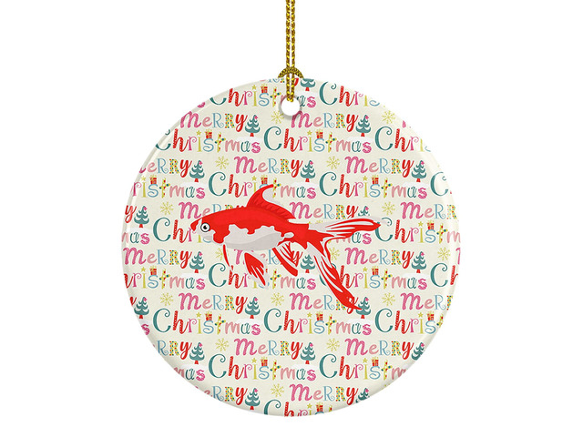 Comet Goldfish Christmas Ceramic Ornament Christmas Tree Hanging Decorations for Home Christmas Holiday, Party, Gift, 3 in, Multicolor