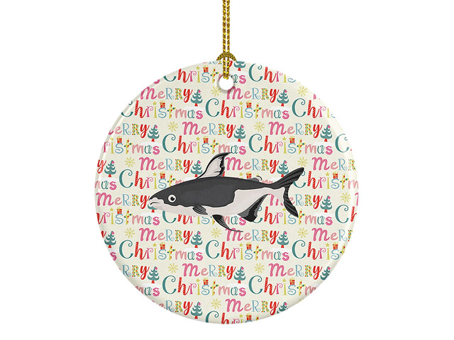 Iridescent Shark Christmas Ceramic Ornament Christmas Tree Hanging Decorations for Home Christmas Holiday, Party, Gift, 3 in, Multicolor
