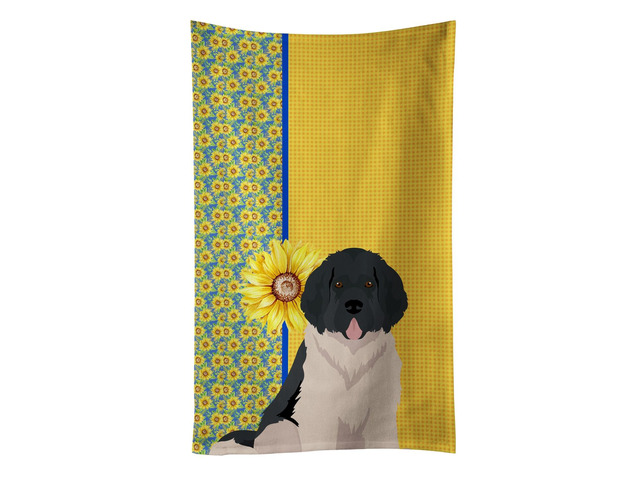 Summer Sunflowers Landseer Newfoundland Kitchen Towel Dish Cloths Guest Hand Towel Decorative Bathroom Towel for Face,Tea, Dishcloth, Kitchen and Bath