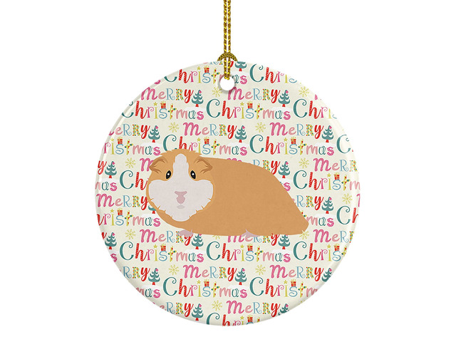 American Guinea Pig Christmas Ceramic Ornament Christmas Tree Hanging Decorations for Home Christmas Holiday, Party, Gift, 3 in, Multicolor