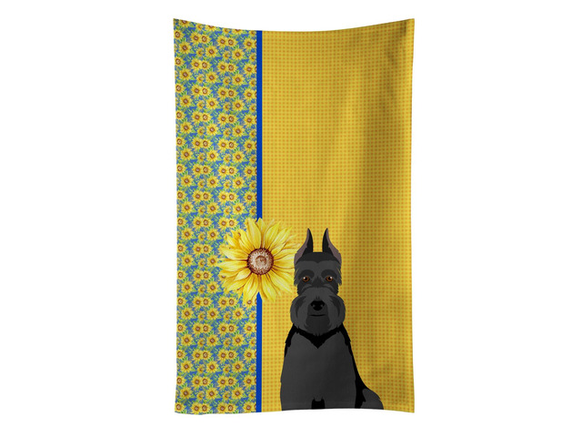 Summer Sunflowers Black Schnauzer Kitchen Towel Dish Cloths Guest Hand Towel Decorative Bathroom Towel for Face,Tea, Dishcloth, Kitchen and Bath