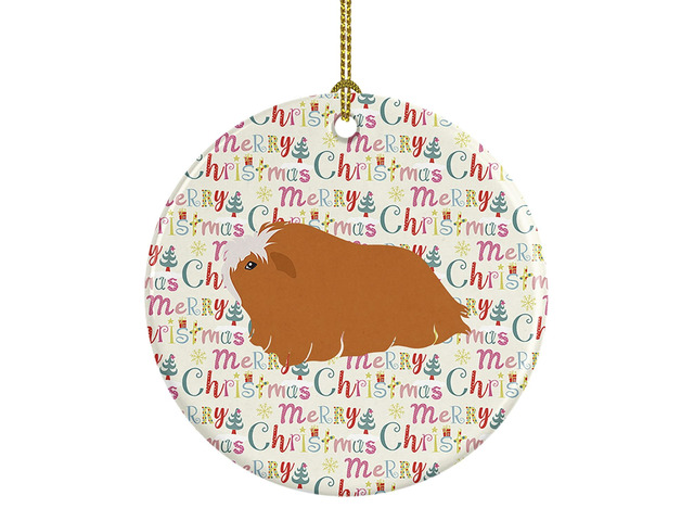 Peruvian Guinea Pig Christmas Ceramic Ornament Christmas Tree Hanging Decorations for Home Christmas Holiday, Party, Gift, 3 in, Multicolor