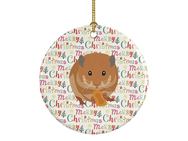 Teddy Bear Hamster Christmas Ceramic Ornament Christmas Tree Hanging Decorations for Home Christmas Holiday, Party, Gift, 3 in, Multicolor