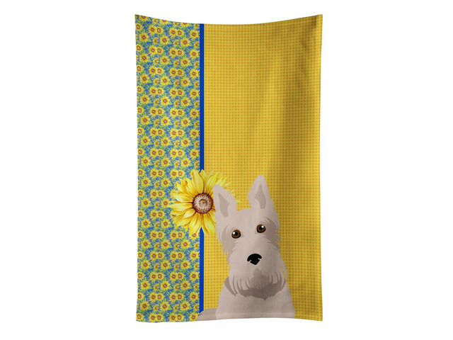 Summer Sunflowers Wheaten Scottish Terrier Kitchen Towel Dish Cloths Guest Hand Towel Decorative Bathroom Towel for Face,Tea, Dishcloth, Kitchen...