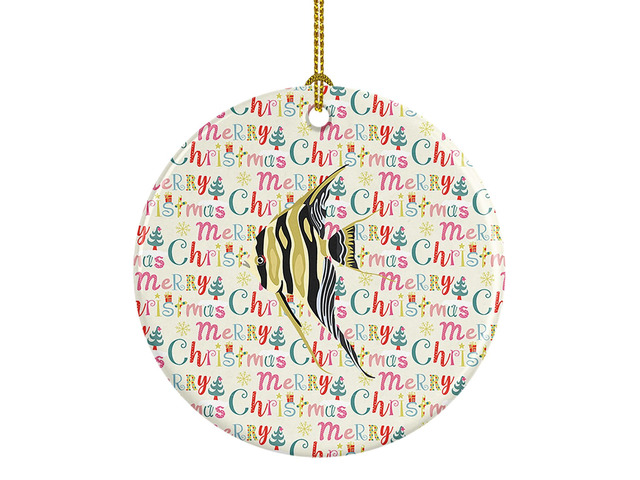 Angelfish Christmas Ceramic Ornament Christmas Tree Hanging Decorations for Home Christmas Holiday, Party, Gift, 3 in, Multicolor