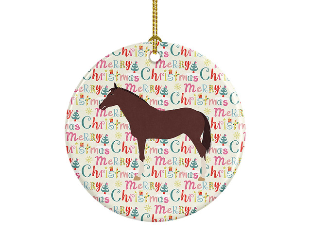 English Thoroughbred Horse Christmas Ceramic Ornament Christmas Tree Hanging Decorations for Home Christmas Holiday, Party, Gift, 3 in, Multicolor