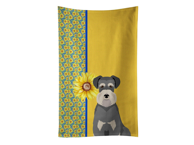 Summer Sunflowers Salt Pepper Natural Ears Schnauzer Kitchen Towel Dish Cloths Guest Hand Towel Decorative Bathroom Towel for Face,Tea, Dishcloth,...