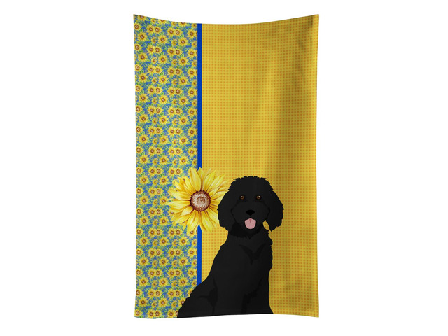 Summer Sunflowers Standard Black Poodle Kitchen Towel Dish Cloths Guest Hand Towel Decorative Bathroom Towel for Face,Tea, Dishcloth, Kitchen and Bath