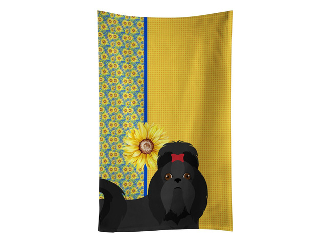 Summer Sunflowers Black Shih Tzu Kitchen Towel Dish Cloths Guest Hand Towel Decorative Bathroom Towel for Face,Tea, Dishcloth, Kitchen and Bath