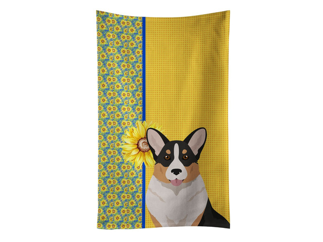 Summer Sunflowers Tricolor Cardigan Corgi Kitchen Towel Dish Cloths Guest Hand Towel Decorative Bathroom Towel for Face,Tea, Dishcloth, Kitchen and...