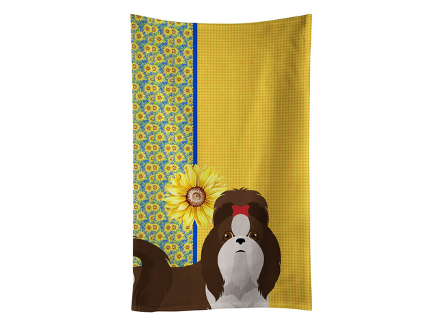 Summer Sunflowers Liver and White Shih Tzu Kitchen Towel Dish Cloths Guest Hand Towel Decorative Bathroom Towel for Face,Tea, Dishcloth, Kitchen...