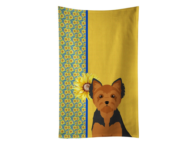 Summer Sunflowers Black and Tan Puppy Cut Yorkshire Terrier Kitchen Towel Dish Cloths Guest Hand Towel Decorative Bathroom Towel for Face,Tea,...