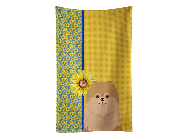 Summer Sunflowers Orange Pomeranian Kitchen Towel Dish Cloths Guest Hand Towel Decorative Bathroom Towel for Face,Tea, Dishcloth, Kitchen and Bath