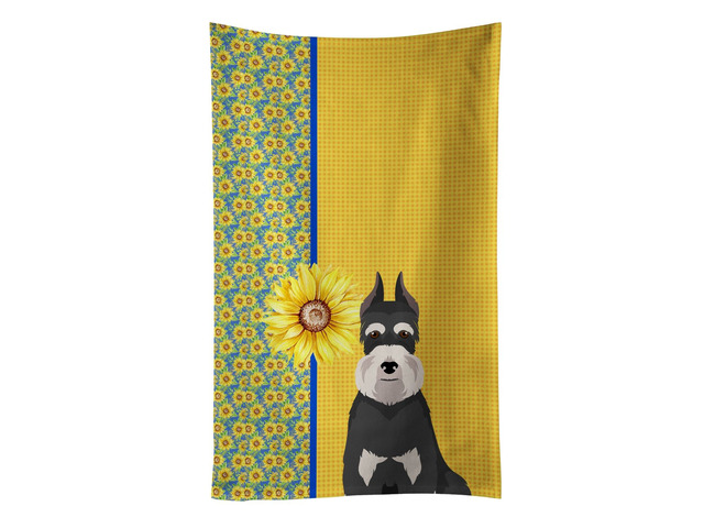 Summer Sunflowers Black and Silver Schnauzer Kitchen Towel Dish Cloths Guest Hand Towel Decorative Bathroom Towel for Face,Tea, Dishcloth, Kitchen...