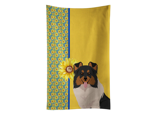 Summer Sunflowers Tricolor Sheltie Kitchen Towel Dish Cloths Guest Hand Towel Decorative Bathroom Towel for Face,Tea, Dishcloth, Kitchen and Bath