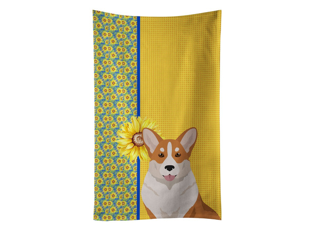 Summer Sunflowers Red Cardigan Corgi Kitchen Towel Dish Cloths Guest Hand Towel Decorative Bathroom Towel for Face,Tea, Dishcloth, Kitchen and Bath