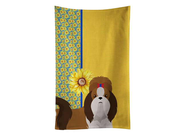Summer Sunflowers Red and White Shih Tzu Kitchen Towel Dish Cloths Guest Hand Towel Decorative Bathroom Towel for Face,Tea, Dishcloth, Kitchen and...