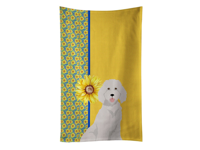 Summer Sunflowers Standard White Poodle Kitchen Towel Dish Cloths Guest Hand Towel Decorative Bathroom Towel for Face,Tea, Dishcloth, Kitchen and Bath