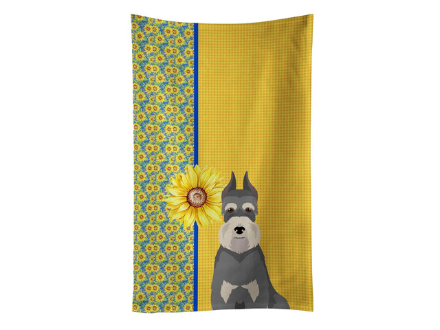 Summer Sunflowers Salt Pepper Schnauzer Kitchen Towel Dish Cloths Guest Hand Towel Decorative Bathroom Towel for Face,Tea, Dishcloth, Kitchen and Bath